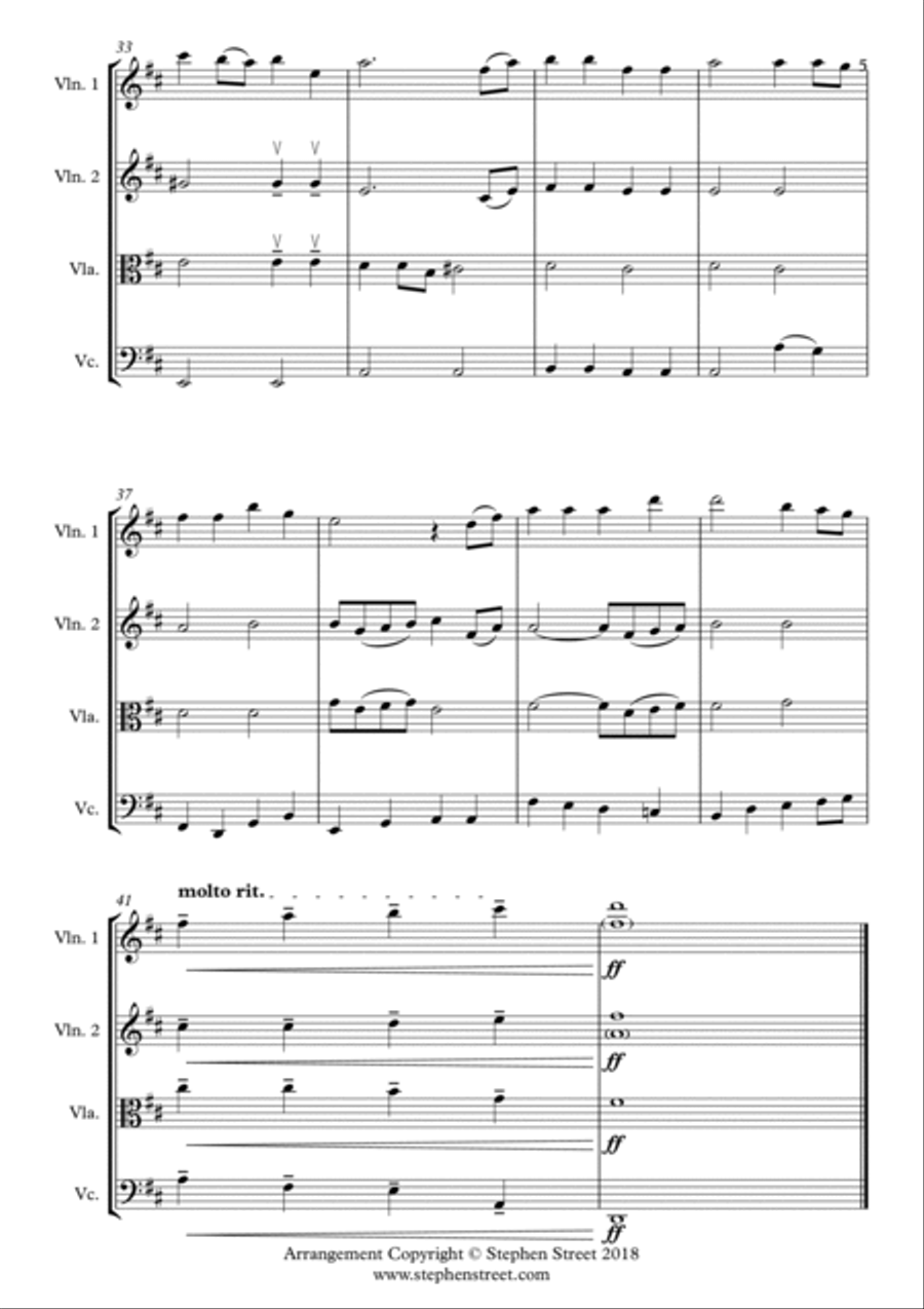 The National Anthem of South Africa, Nkosi Sikelel' iAfrika String Quartet String Quartet scores gallery preview page 5