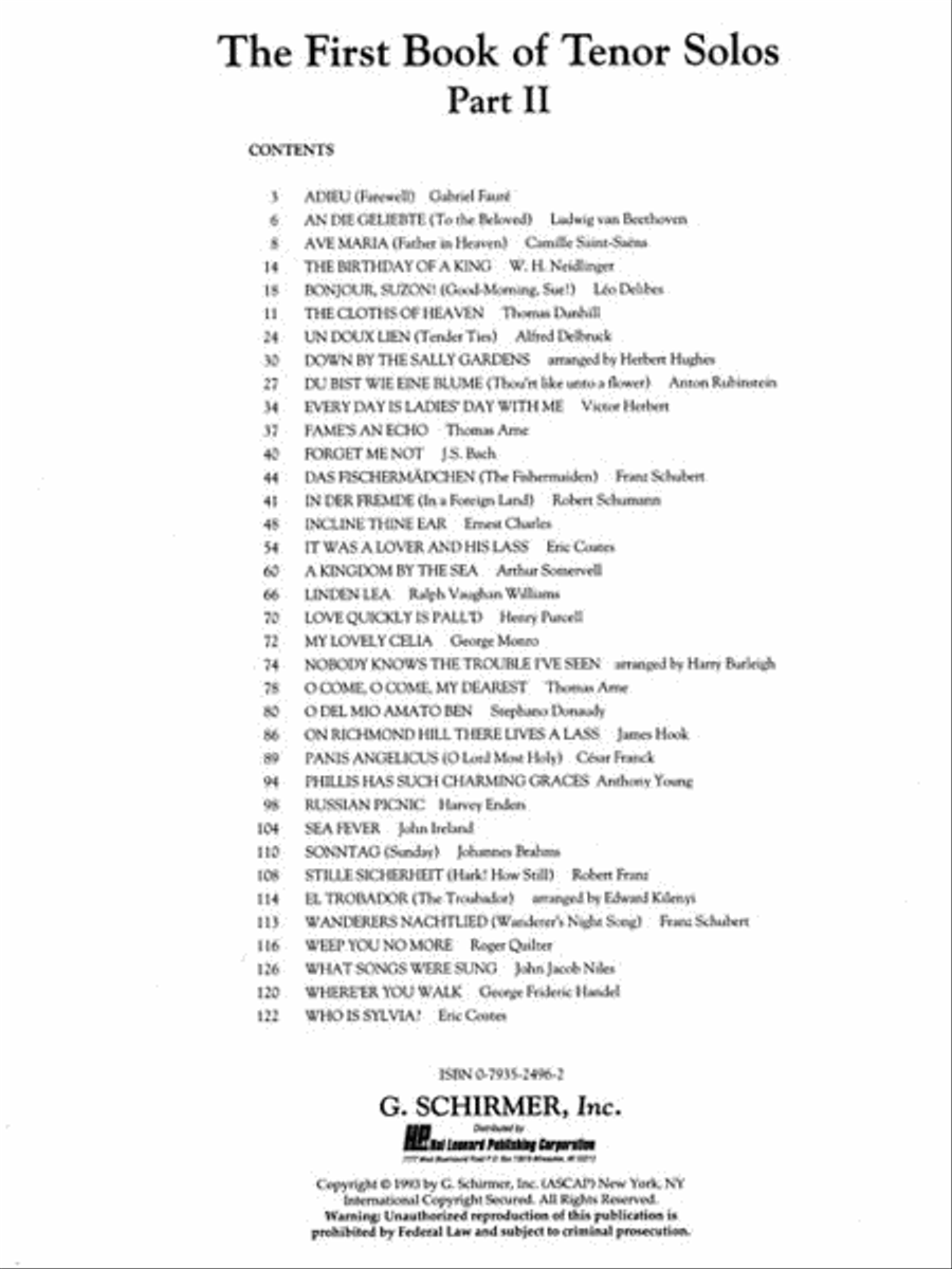 The First Book of Tenor Solos – Part II Tenor Voice scores gallery preview page 3