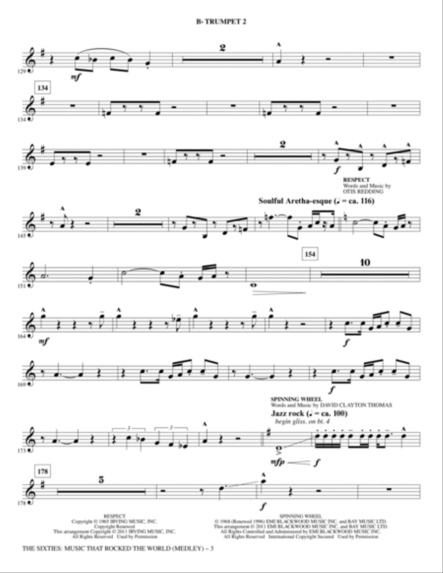 The Sixties: Music That Rocked The World - Bb Trumpet 2 Choir scores gallery preview page 3