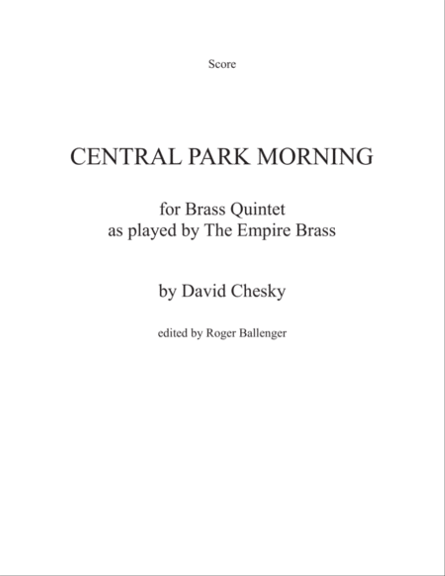 Central Park Morning ( for Brass Quintet )