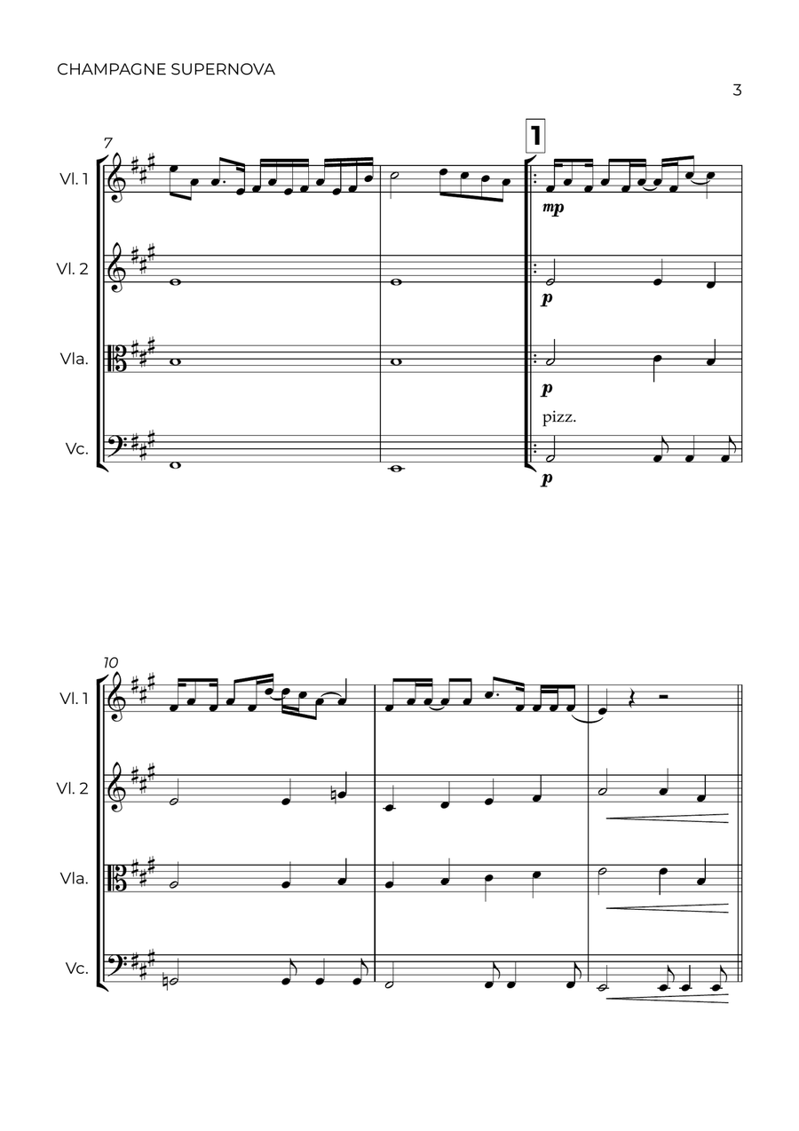Champagne Supernova String Quartet scores gallery preview page 3