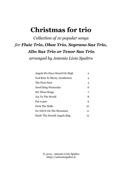 Christmas Carols Collection for Flute Trio (Oboe Trio or Sax Trio) image number null