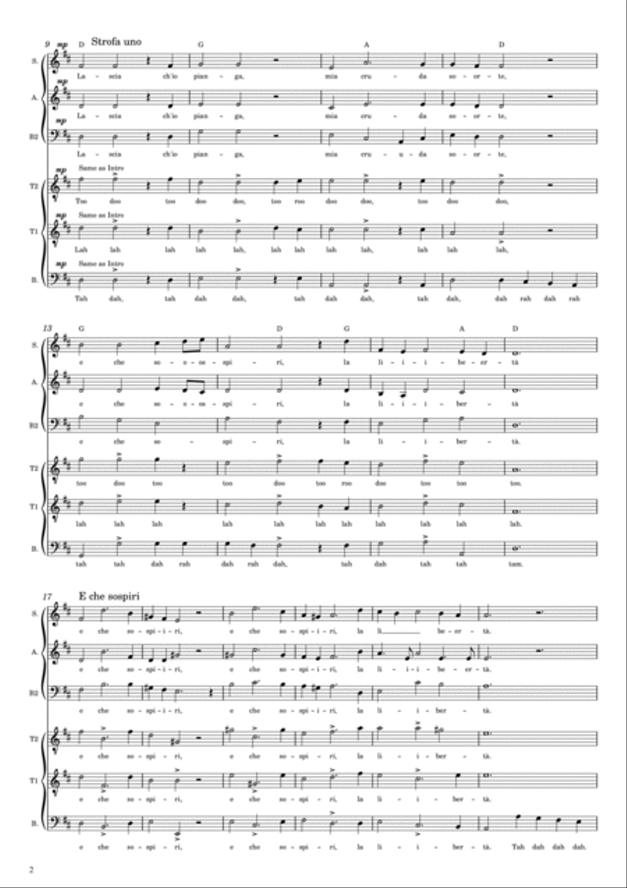 Lascia ch'io pianga for SATB (SATTBB) Divisi scores gallery preview page 3