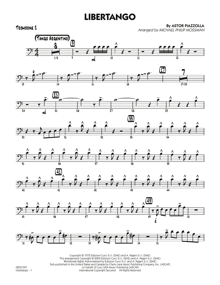 Libertango - Trombone 2 Jazz Ensemble scores gallery preview page 1