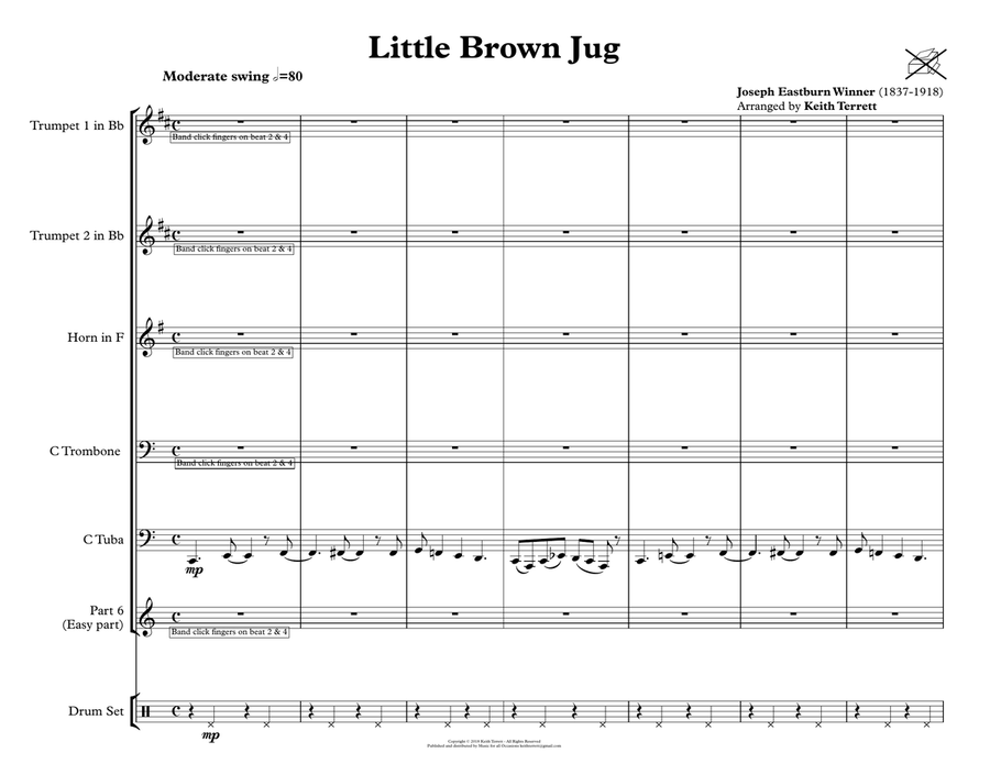 Little Brown Jug for Brass Quintet & Drum Kit ''Jazz for 5 Brass Series'' Brass Ensemble scores gallery preview page 3