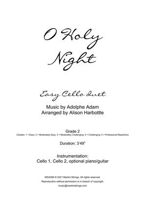 O Holy Night - easy cello duet