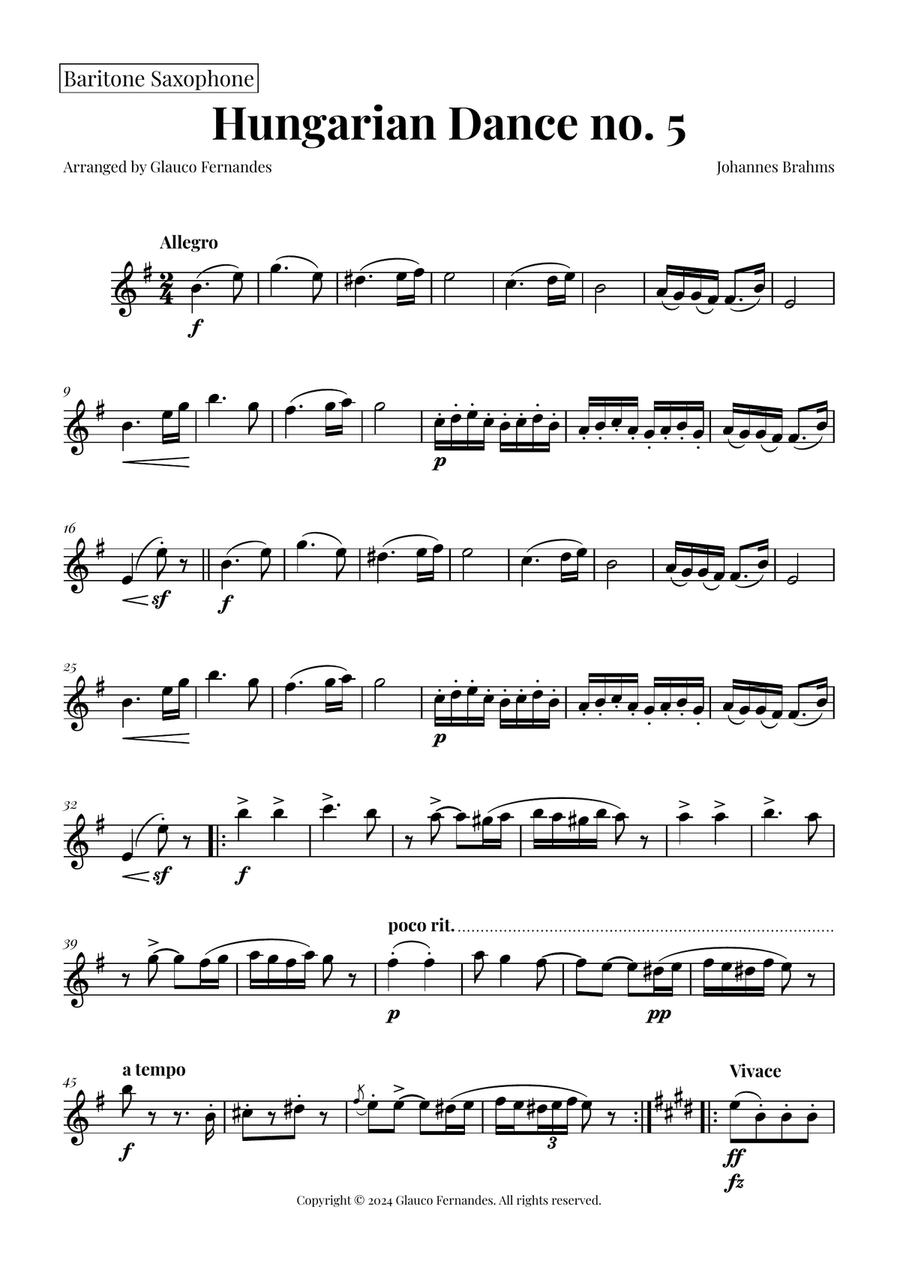 Hungarian Dance No. 5 Chamber Music scores gallery preview page 1