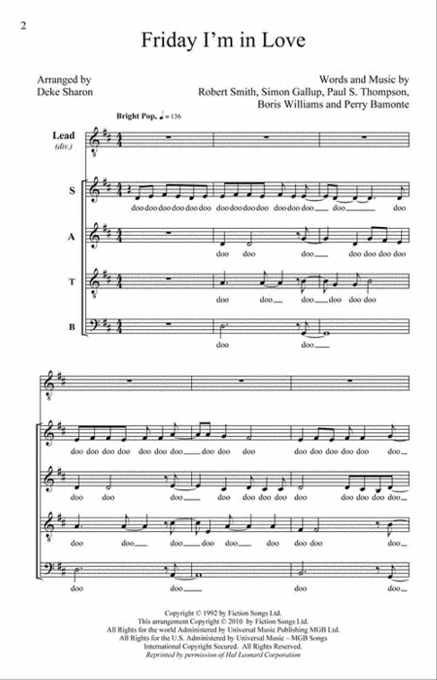 Friday I'm in Love 4-Part scores gallery preview page 2