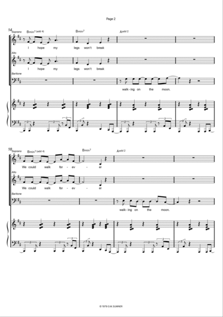 Walking On The Moon 3-Part scores gallery preview page 2
