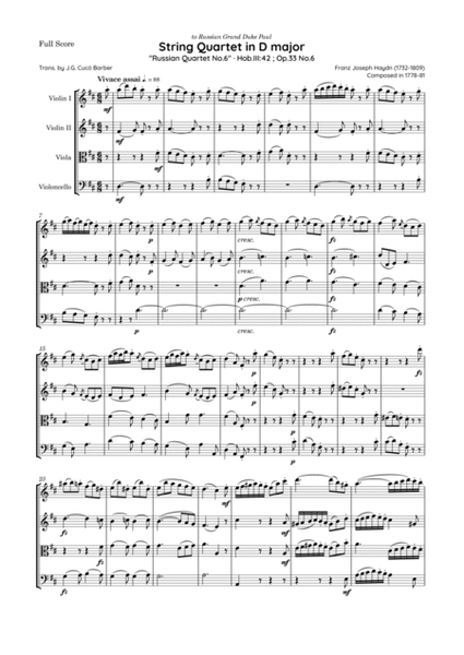 Haydn - String Quartet in D major, Hob.III:42 ; Op.33 No.6 · "Russian Quartet No.6"