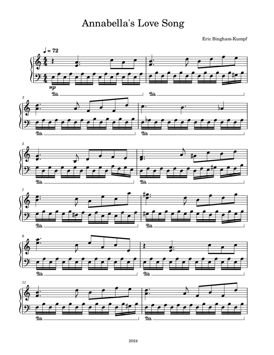 Annabella's Love Song Piano Solo scores gallery preview page 1