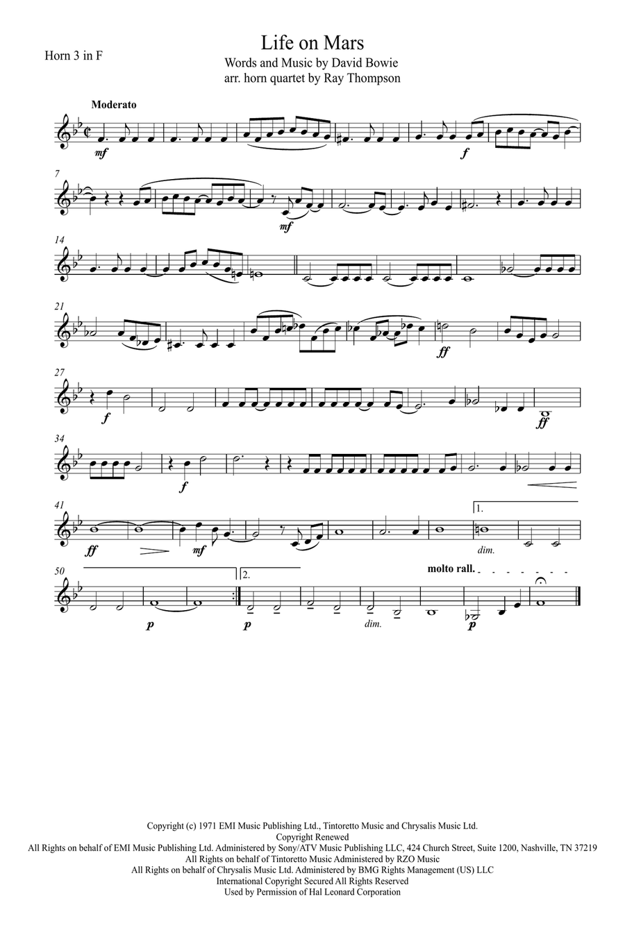 Life On Mars Brass Quartet scores gallery preview page 5