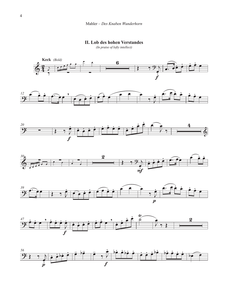 Vier Lieder aus Des Knaben Wunderhorn (Four Songs from the Youth's Magical Horn) Euphonium & Piano Euphonium scores gallery preview page 4
