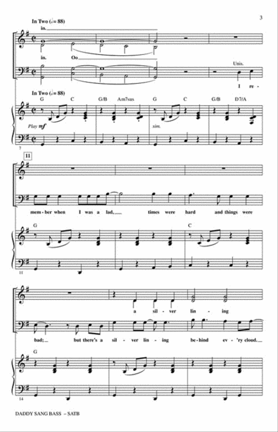 Daddy Sang Bass 4-Part scores gallery preview page 3