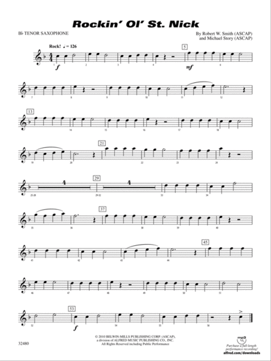 Rockin' Ol' St. Nick: B-flat Tenor Saxophone Concert Band scores gallery preview page 1