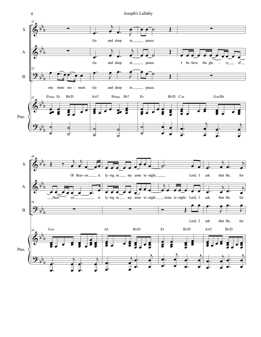 Joseph's Lullaby Piano, Vocal scores gallery preview page 4