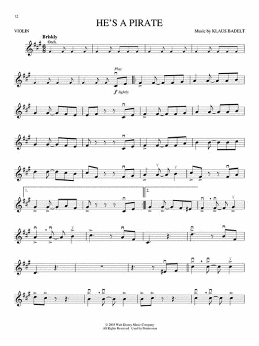 Pirates of the Caribbean (Violin) Violin Solo scores gallery preview page 4