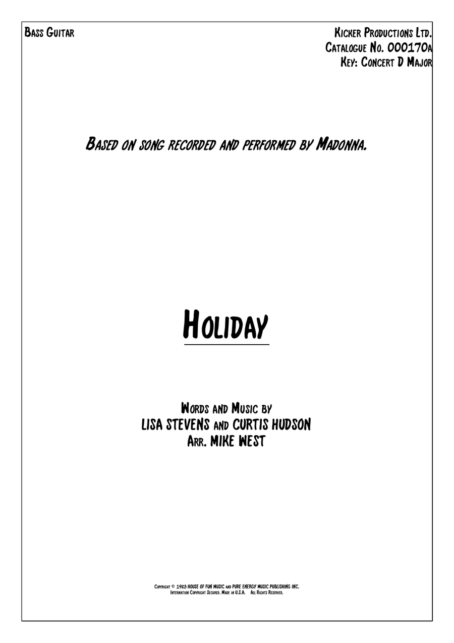 Holiday by Madonna - Acoustic Guitar - Digital Sheet Music