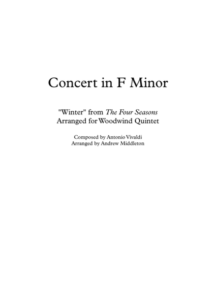 "Winter" from The Four Seasons arranged for Wind Quintet