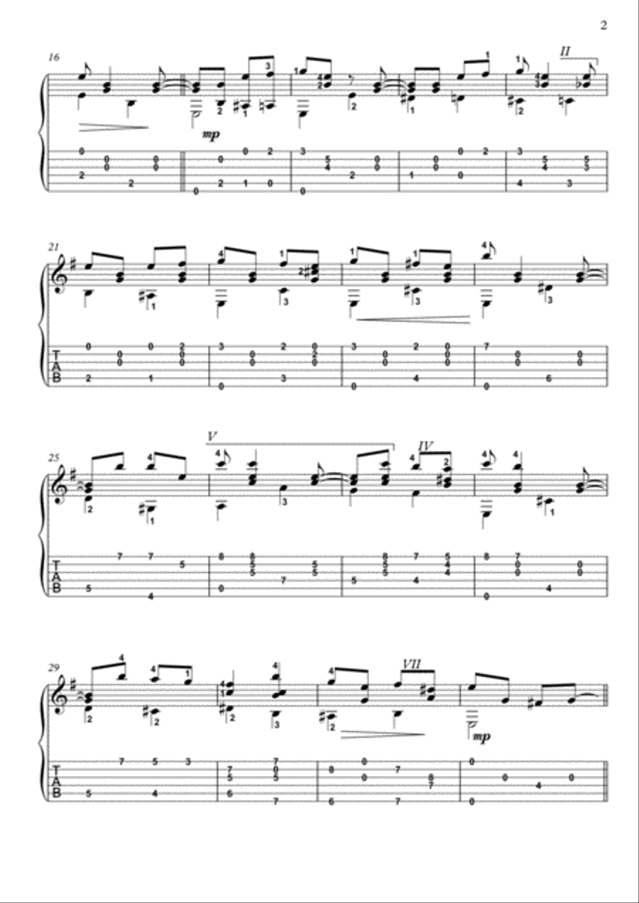 Bella Ciao guitar fingerstyle Acoustic Guitar scores gallery preview page 2