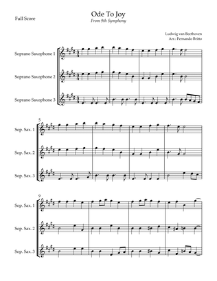 Ode To Joy Theme (from Beethoven's 9th Symphony) for Saxophone Trio