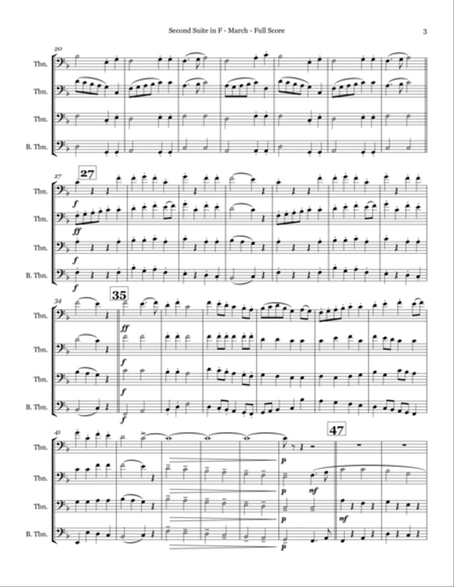 Second Suite in F - March - Trombone Quartet Trombone Quartet scores gallery preview page 3