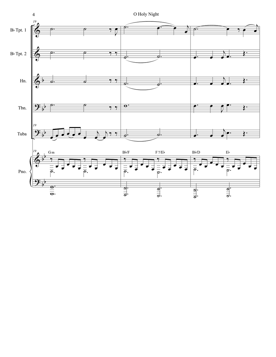 O Holy Night (for Brass Quintet and Piano) O Holy Night (for Brass Quintet and Piano) Brass Ensemble scores gallery preview page 5