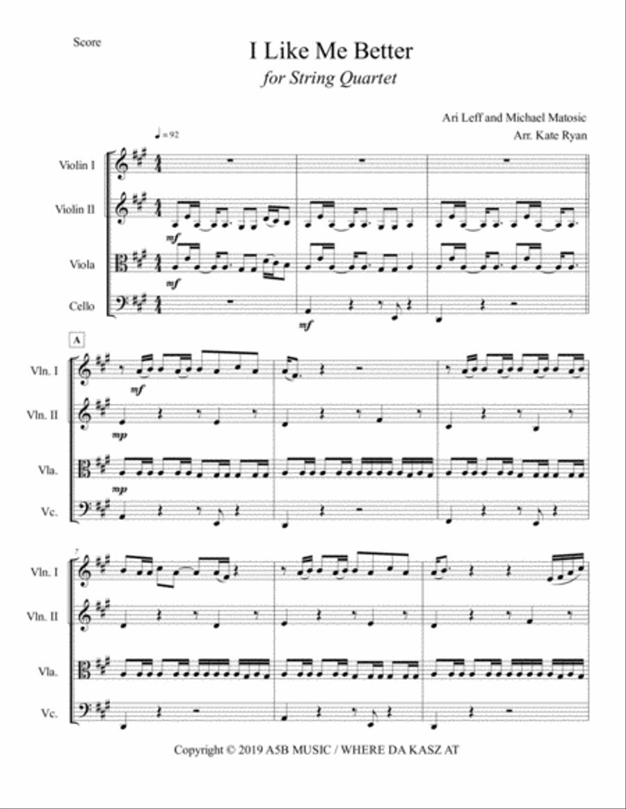 I Like Me Better String Quartet scores gallery preview page 2