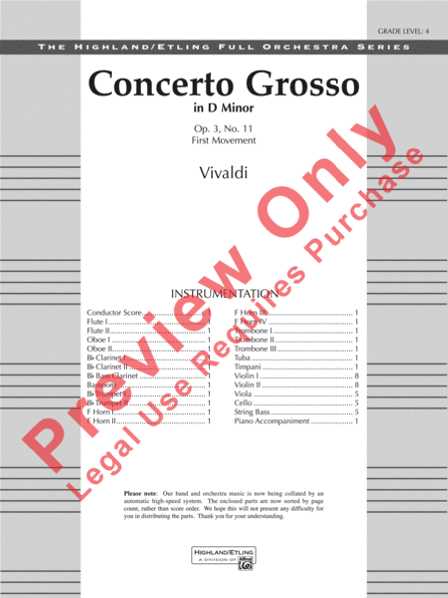 Concerto Grosso in D Minor Full Orchestra scores gallery preview page 2
