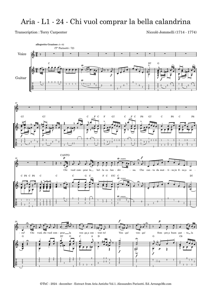 Chi vuol comprar la belle calandrina Acoustic Guitar scores gallery preview page 1