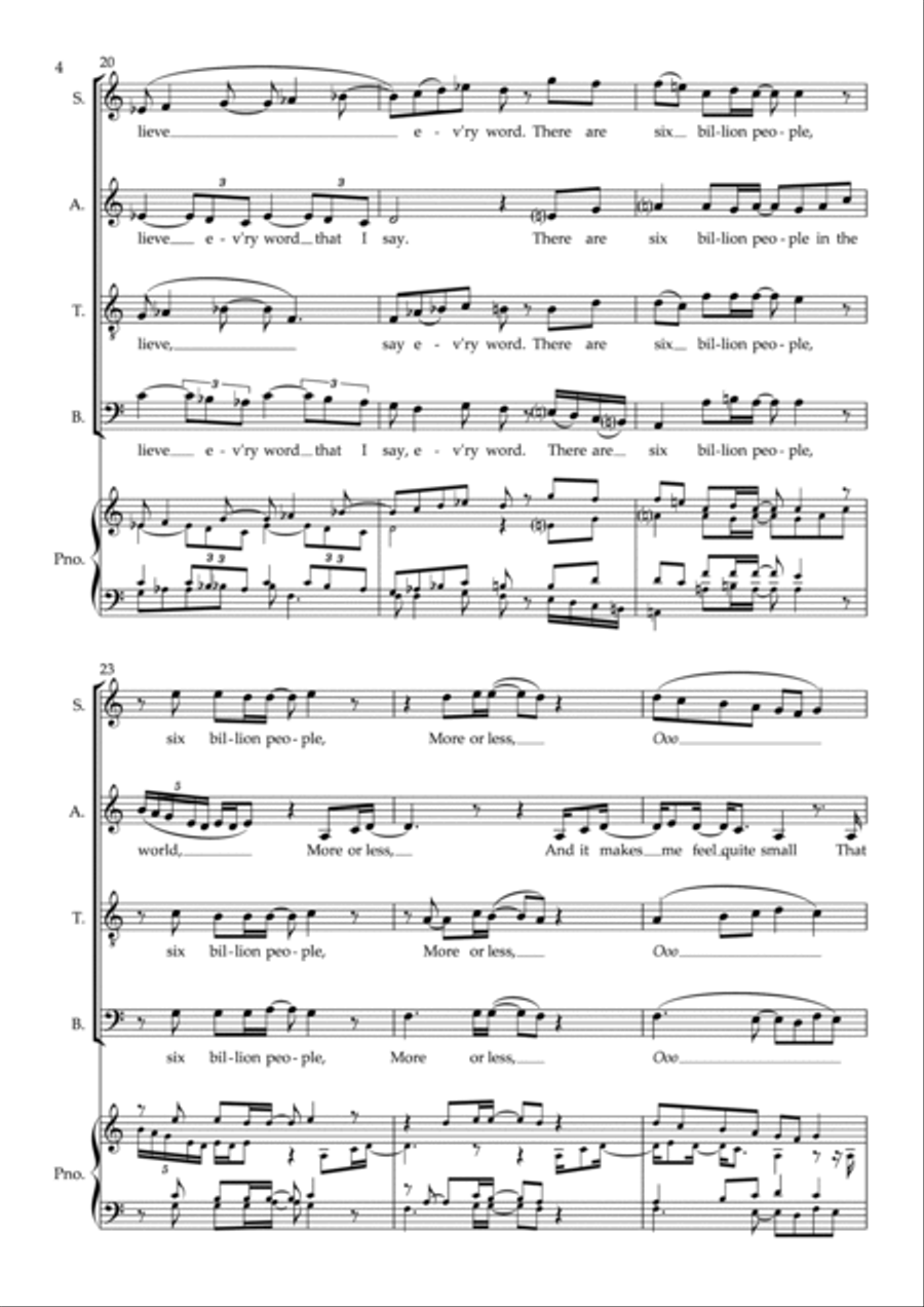 Nine Million Bicycles 4-Part scores gallery preview page 4
