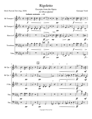 Rigoletto - Excerpts from the Opera - G Verdi (Brass Quintet)