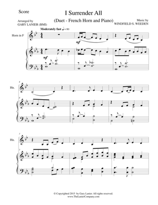 I SURRENDER ALL (Duet – French Horn and Piano/Score and Parts)
