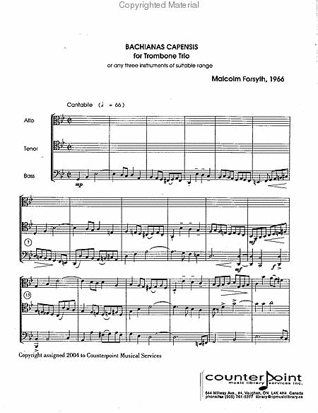 Bachianas Capensis for Trombone Trio
