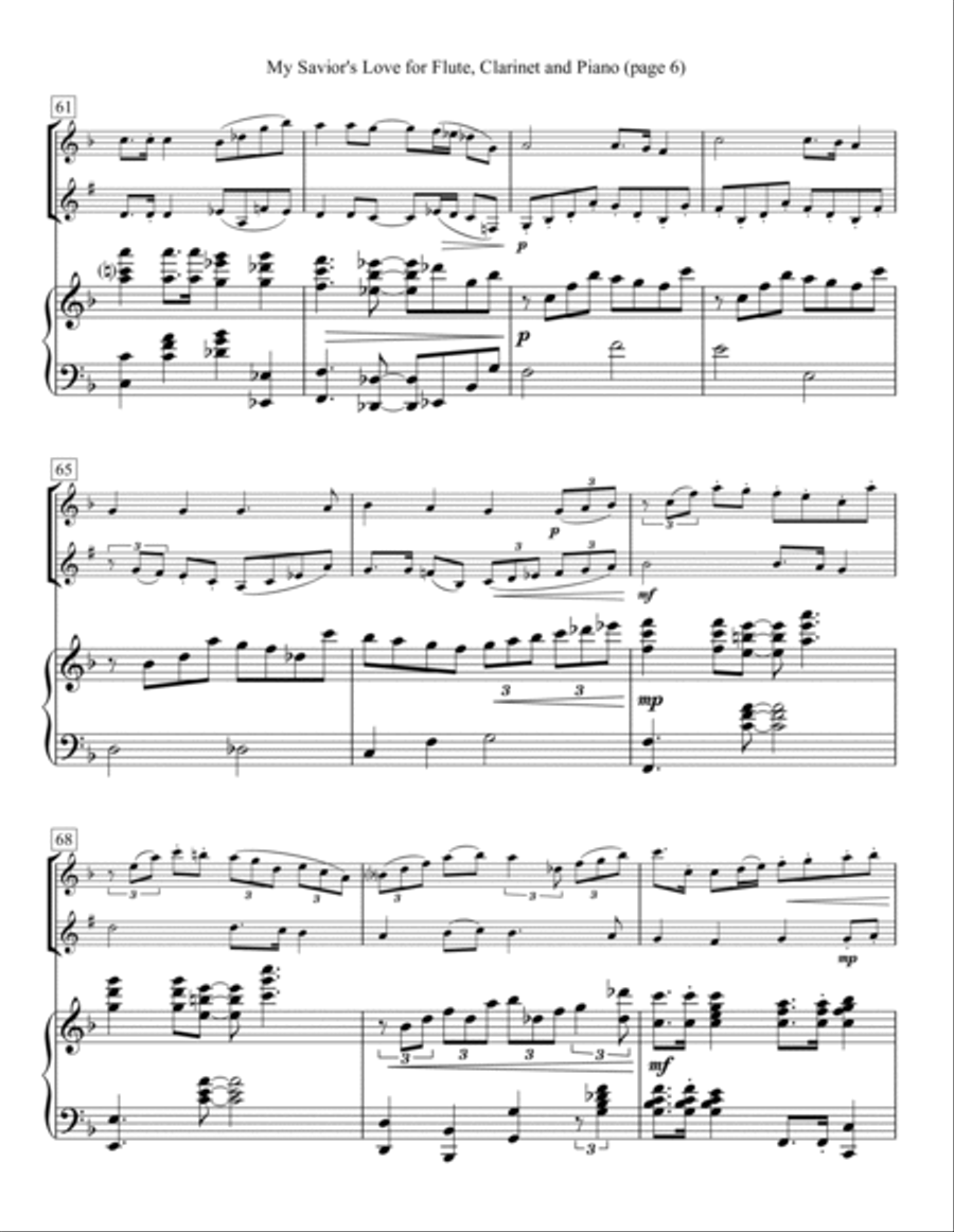 My Savior's Love for Flute, Clarinet and Piano Woodwind Duet scores gallery preview page 6