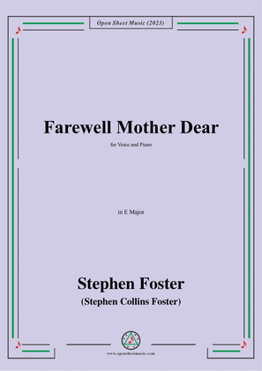 Book cover for S. Foster-Farewell Mother Dear,in E Major