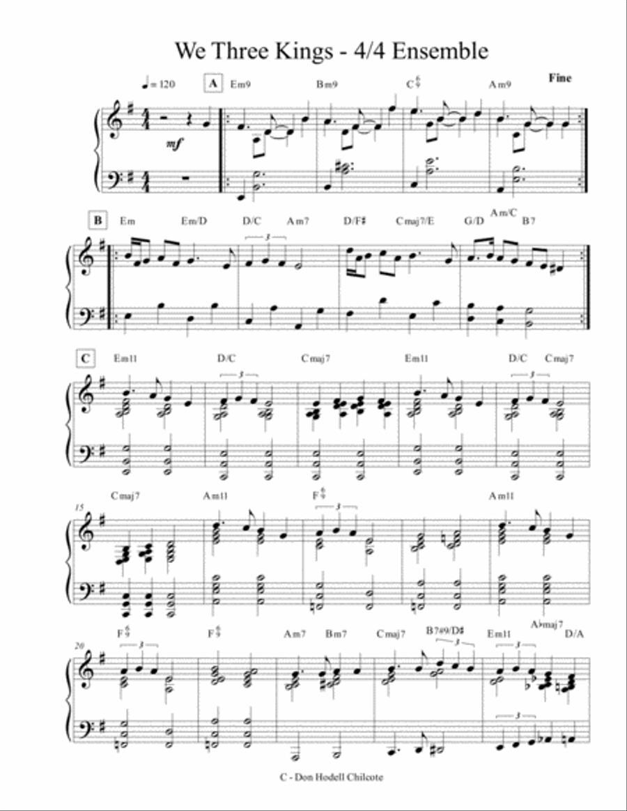 We Three Kings - 4/4 Ensemble Jazz Ensemble scores gallery preview page 2