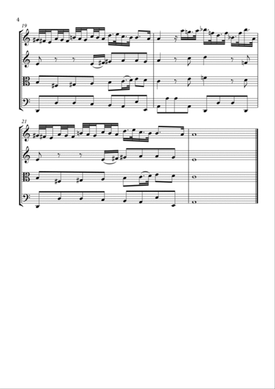 Adagio (from Toccata, Adagio and Fugue in C major) (BWV 564) by JS Bach - String Quartet arrangement String Quartet scores gallery preview page 4