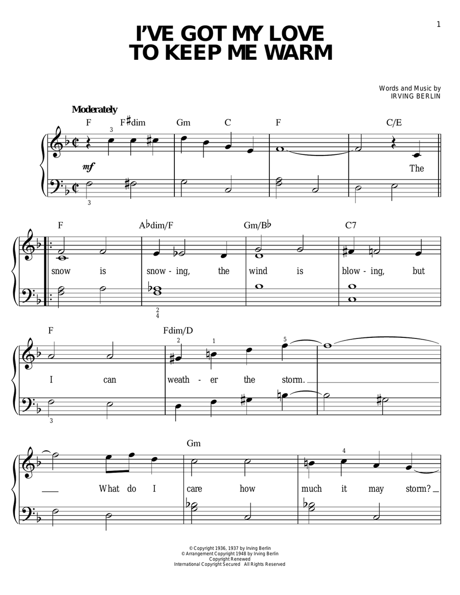 I've Got My Love To Keep Me Warm Easy Piano scores gallery preview page 1