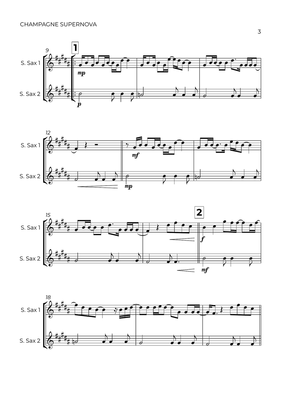 Champagne Supernova Woodwind Duet scores gallery preview page 3