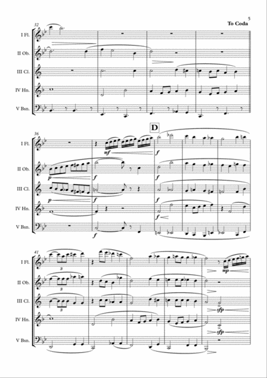 Over The Rainbow (from The Wizard Of Oz) Woodwind Quintet scores gallery preview page 6
