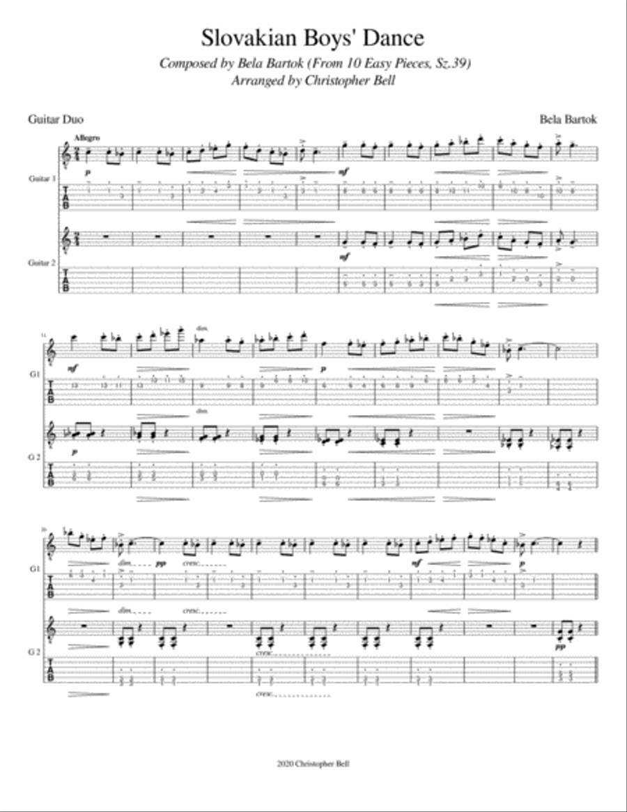Bela Bartok - Slovakian Boy's Dance(From 10 Easy Pieces) - Guitar Duet Bela Bartok - Slovakian Boy's Dance(From 10 Easy Pieces) - Guitar Duet Classical Guitar scores gallery preview page 2
