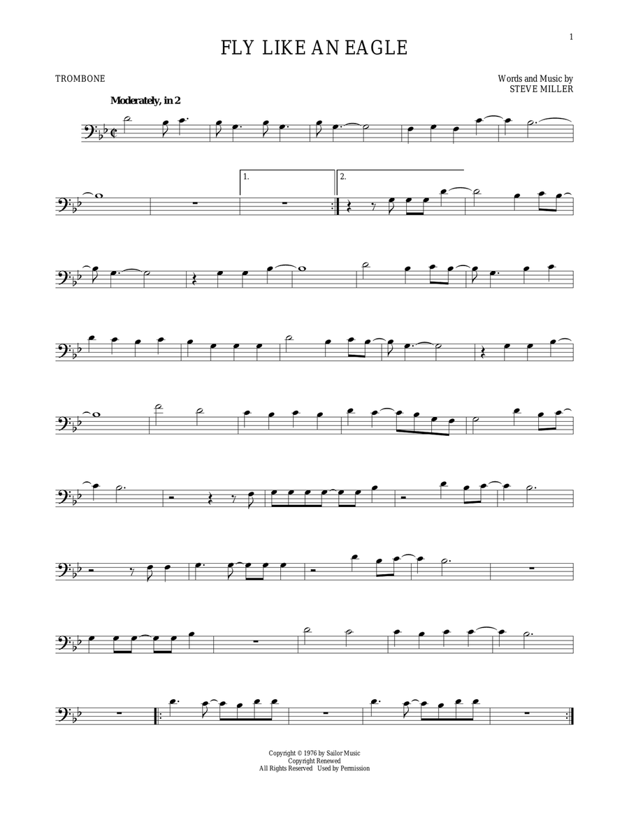 Fly Like An Eagle Trombone Solo scores gallery preview page 1