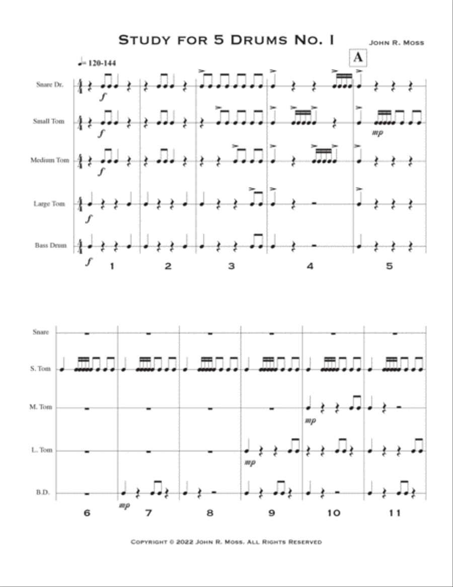 Study for 5 Drums No. 1 Study for 5 Drums No. 1 Percussion Ensemble scores gallery preview page 2