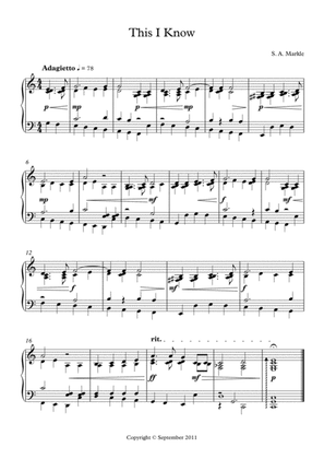This I Know for Piano solo