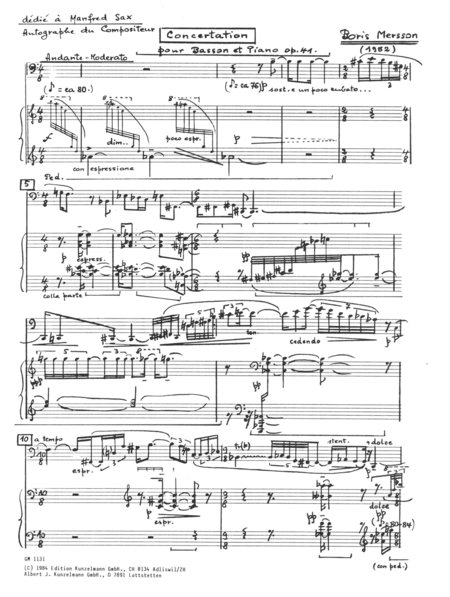 Concertation for bassoon and piano Op. 41