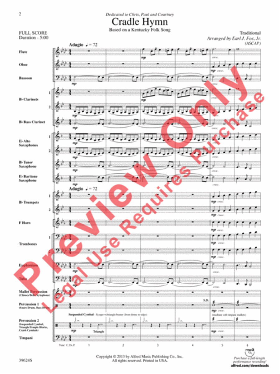 Cradle Hymn Concert Band scores gallery preview page 3
