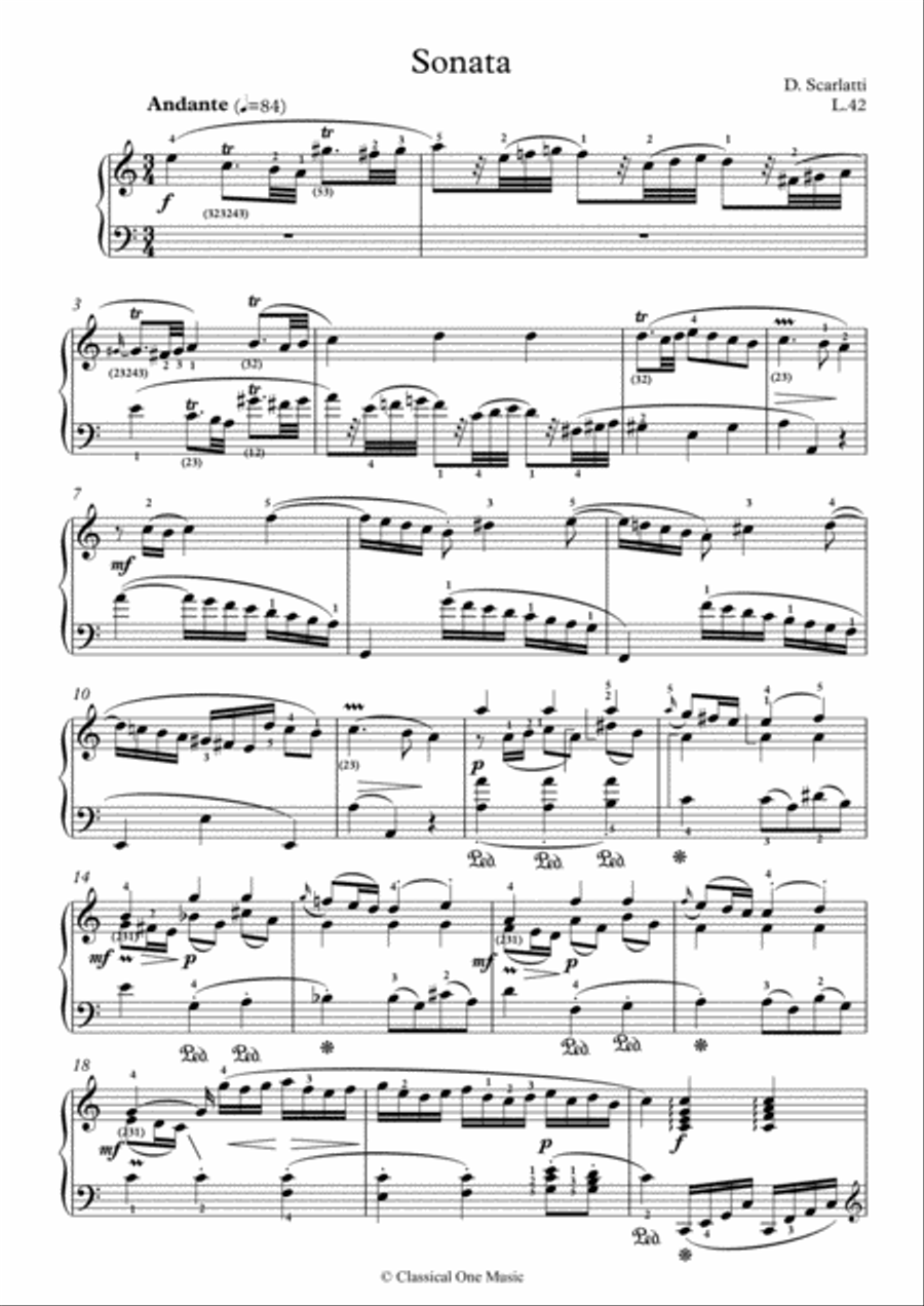 Scarlatti-Sonata in a-minor L.42 K.217(piano) Piano Solo scores gallery preview page 2