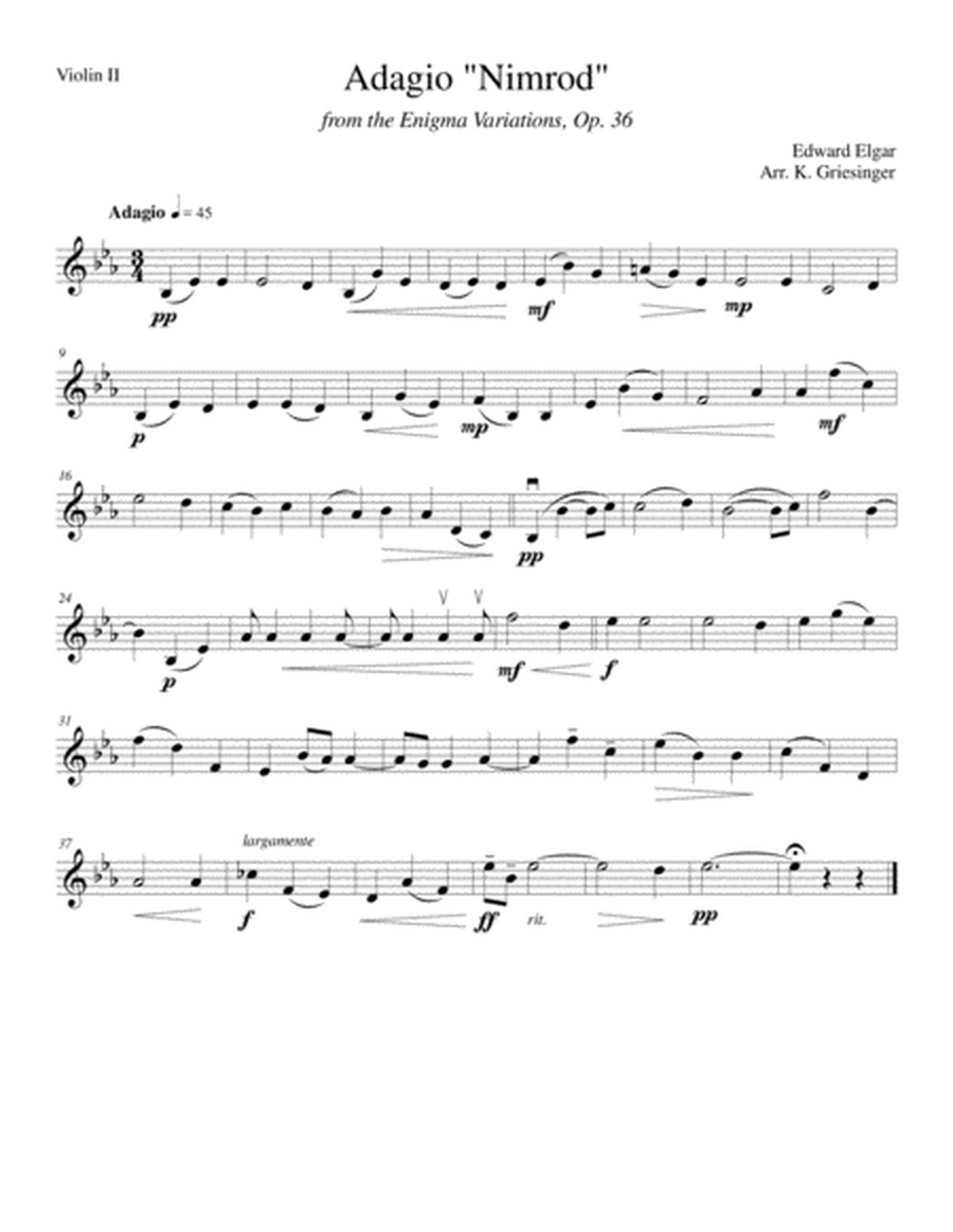 Adagio "Nimrod" from Enigma Variations (Elgar) String Quartet image number null