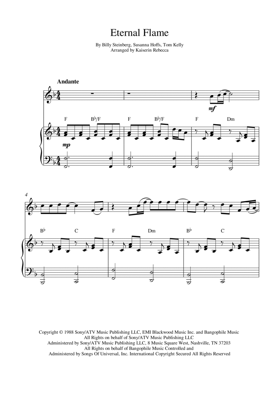 Eternal Flame Piano scores gallery preview page 1